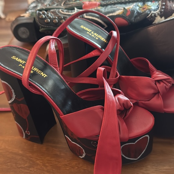 SAINT LAURENT RARE HEART PLATFORM HEELS 39 - Picture 7 of 7